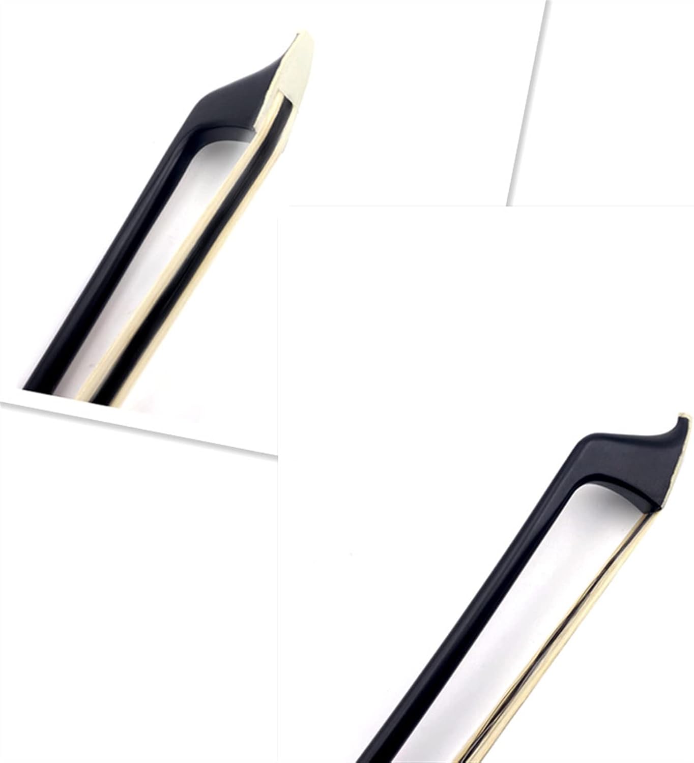 TSTS 1pc Strong Upright Double Bass Bow,Carbon Fiber,White and Black Bowhair Horsetail Full Size Violin Bow
