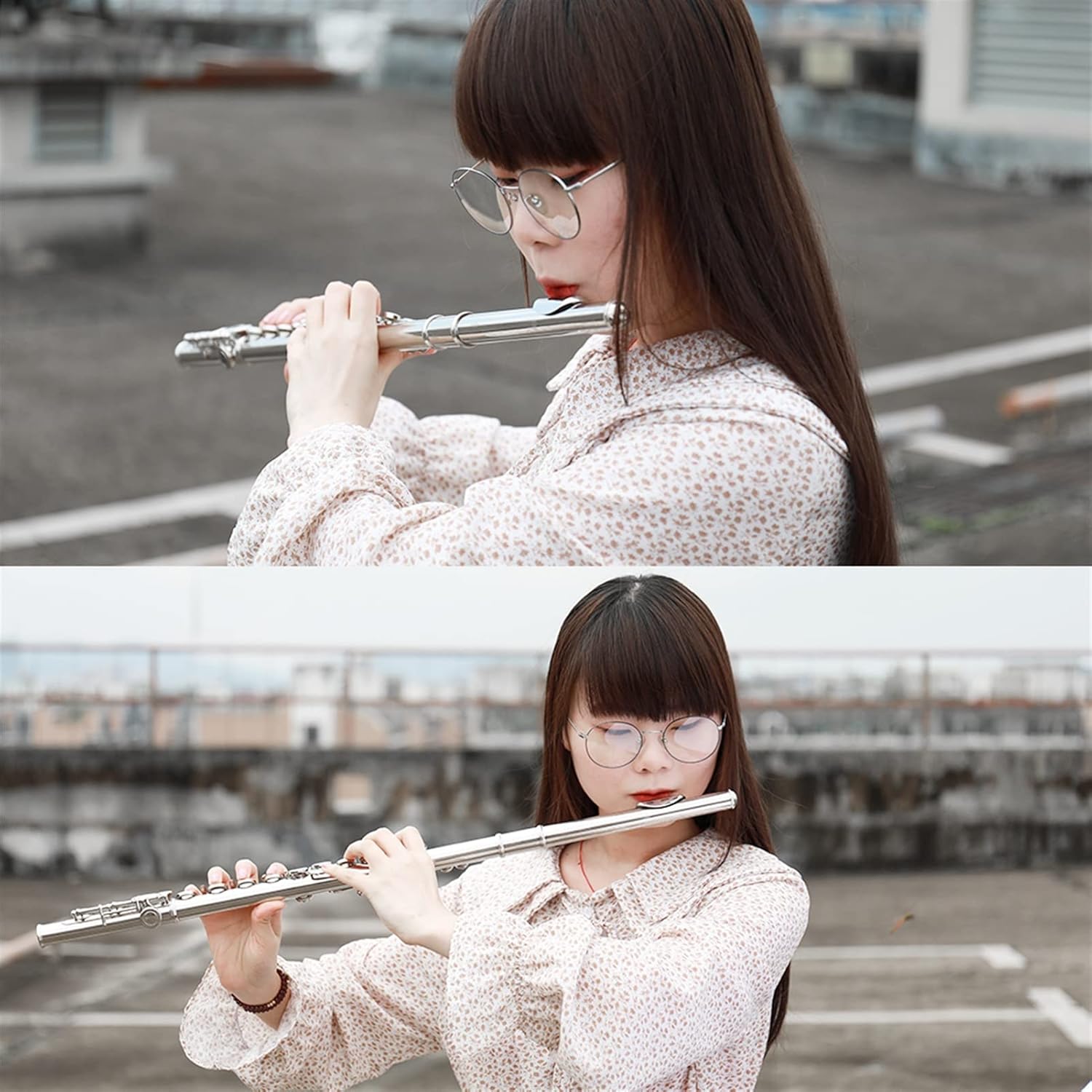 Flute Kit 16 Holes C Key Flute Nickel Plating Flutes for Beginner Band Performance Grading Test Woodwind Instrument Intermediate Flute