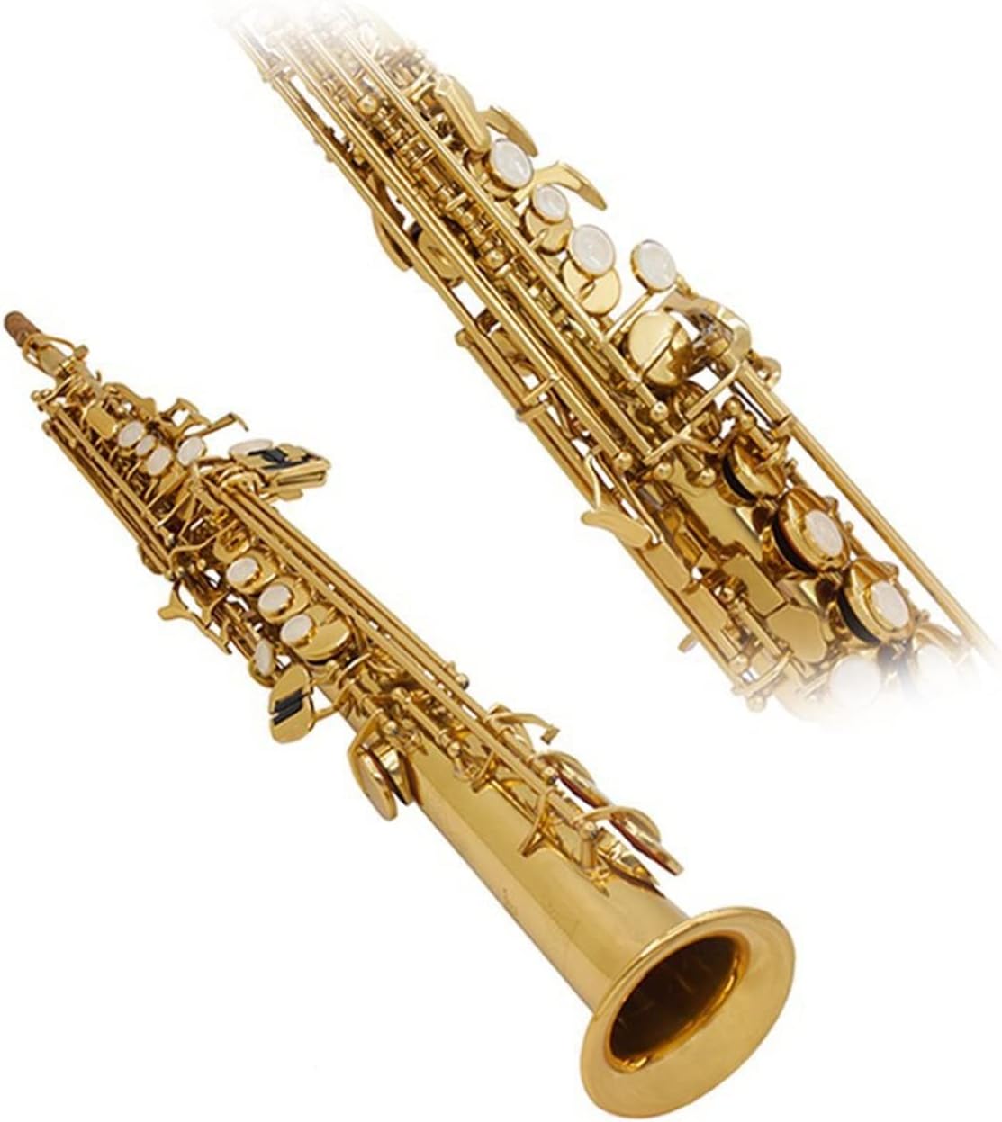 Sax Beginners Kit Straight Saxophone B Flat Nickel Plated Brass Sax Golden Silver Woodwind Musical Instrument with Carrying Case Wind Instrument (Color : Golden Sax)