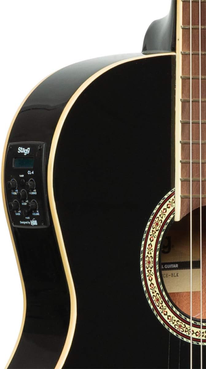 Stagg 6 String Classical Guitar, Right, Black, Full (SCL60 TCE-BLK)