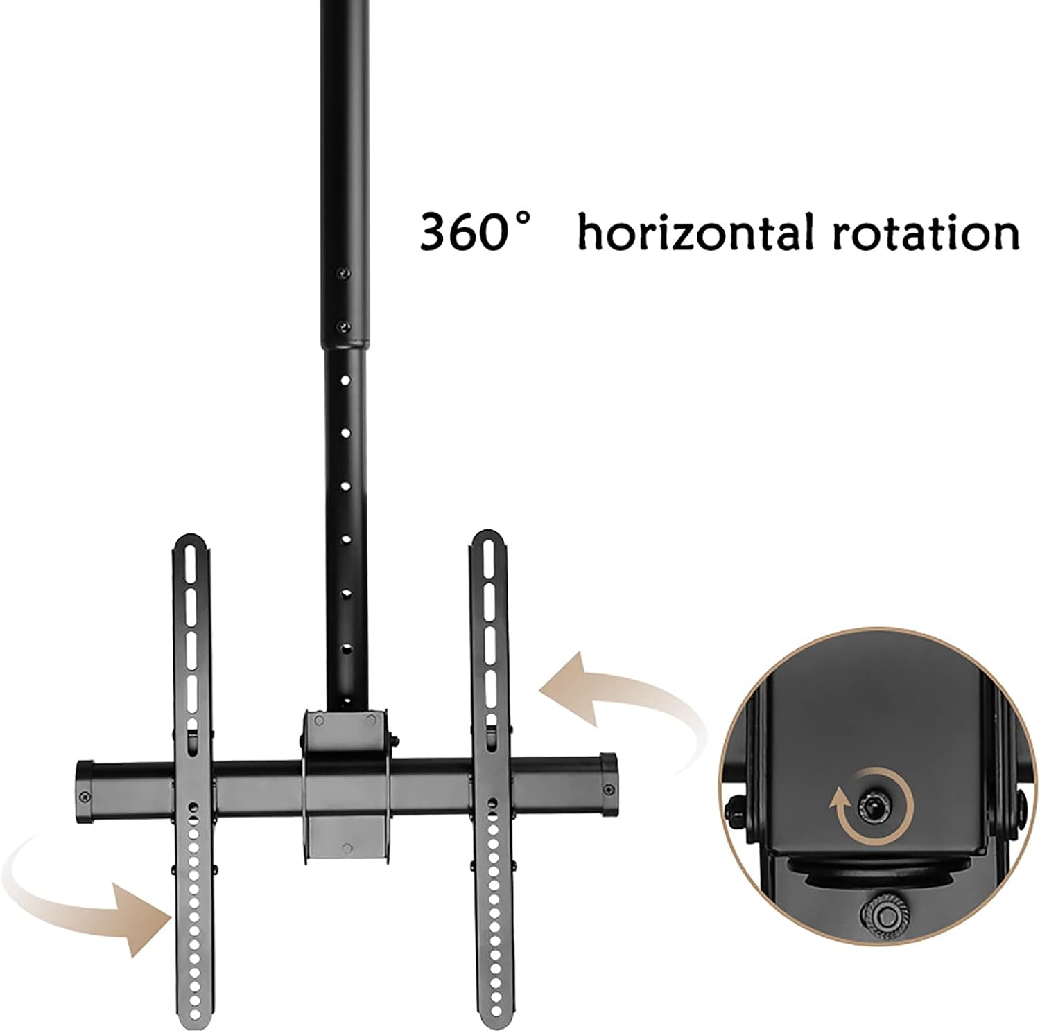 TV Stand,tv Wall Mount TV Ceiling Mount Bracket, Adjustable Height Full Motion 360 Deg Rotation Tilt Swivel, Fits 37-80inch TVs, with Loading 110 Lbs