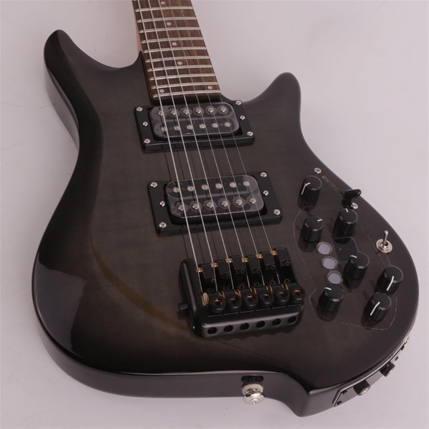 VENEKA Headless Electric Guitar Headless Portable Travel Silent Electric Guitar Mahogany Body Rosewood Fingerboard Built in Effector (Color : 03)