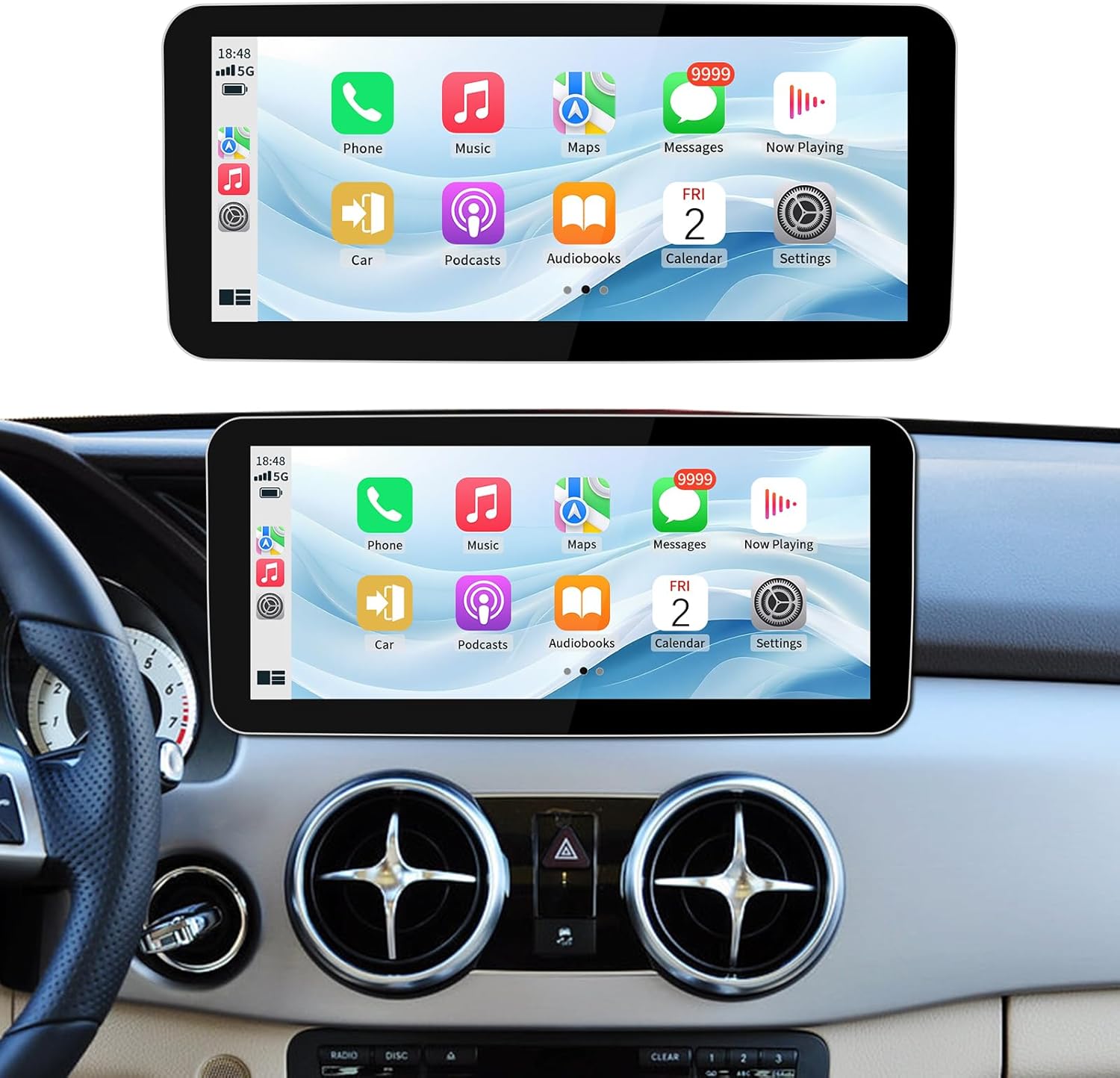 Wireless CarPlay/Android Auto 12.3in Touchscreen for Mercedes Benz GLK Class X204 GLK250 GLK300 GLK350 2013-2015 with NTG4.5/4.7 Linux System, Radio Receiver, Multimedia, Bluetooth, Car Stereo