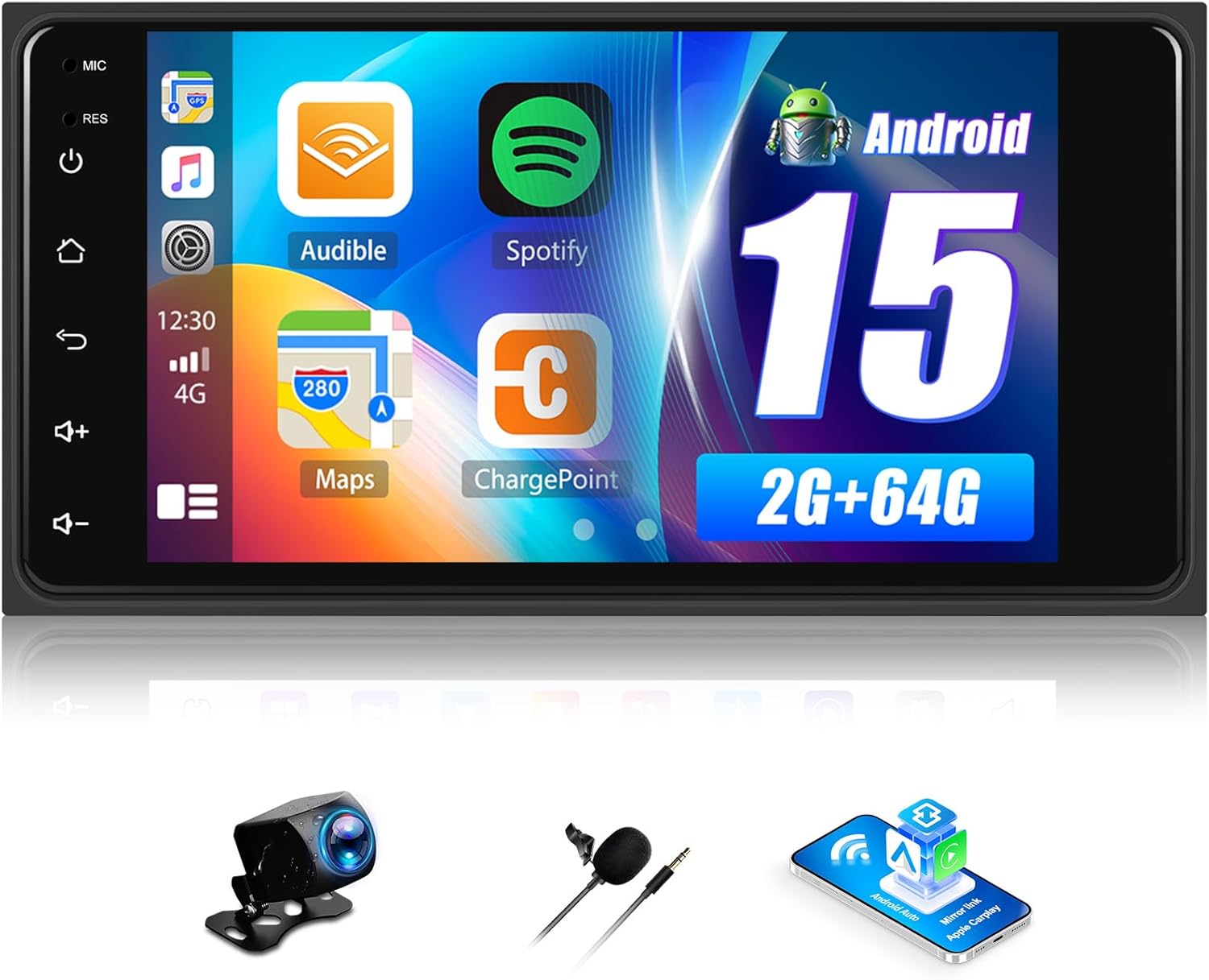 Android 15 Car Stereo for Toyota Corolla 7 Inch Touchscreen Android Car Radio with Wireless Carplay Android Auto GPS Navigation WiFi Backup Camera Mic