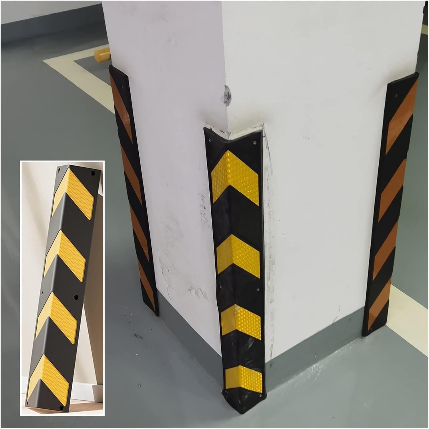 Garage Wall Protector Wall Corner Guard for Parking Garages, Reflective Car Parking Protector Bumper, 1cm Thick Wall Corner Guards for Parking Garages(2pcs-120cm)