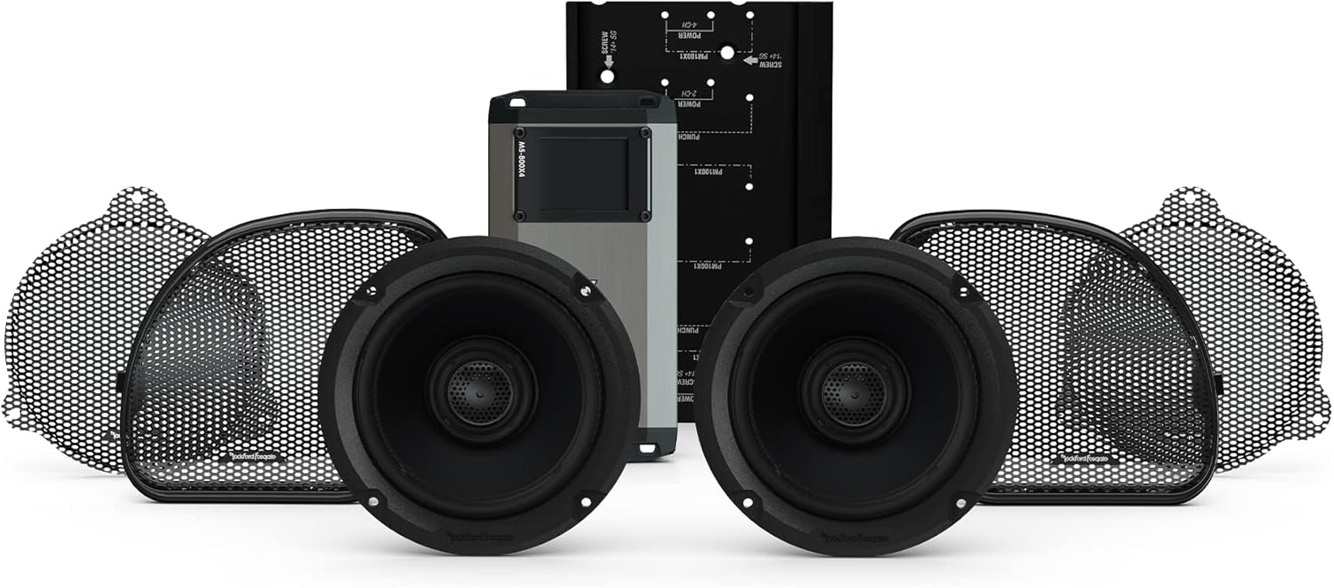 Rockford Fosgate HD14-STG2 Fairing Speakers and 800-Watt Amplifier Kit for Select 2014-2023 Harley Davidson Road Glide & Street Glide Motorcycles
