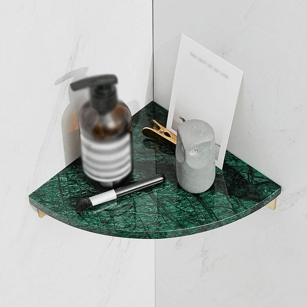 Floating Shelves Marble Wall Mount Rack, Modern Style Corner Shelf, Simple Floating Shelves, Bathroom Wall Decoration, Load Bearing 8kg (Color : Green, Size : 21 * 21cm)
