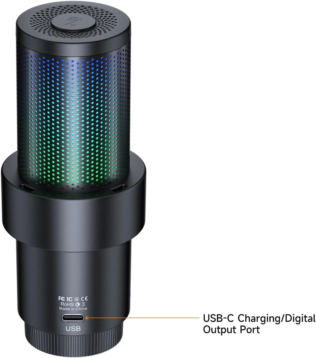 comica EJoy Uni Pro (A)-Wireless Black Microphone for Computer and Smartphone,48Khz/24Bit RGB Cardioid Condenser Gaming Mic for Podcasting,Streaming,Recording,Music Creation,with Boom Arm Stand