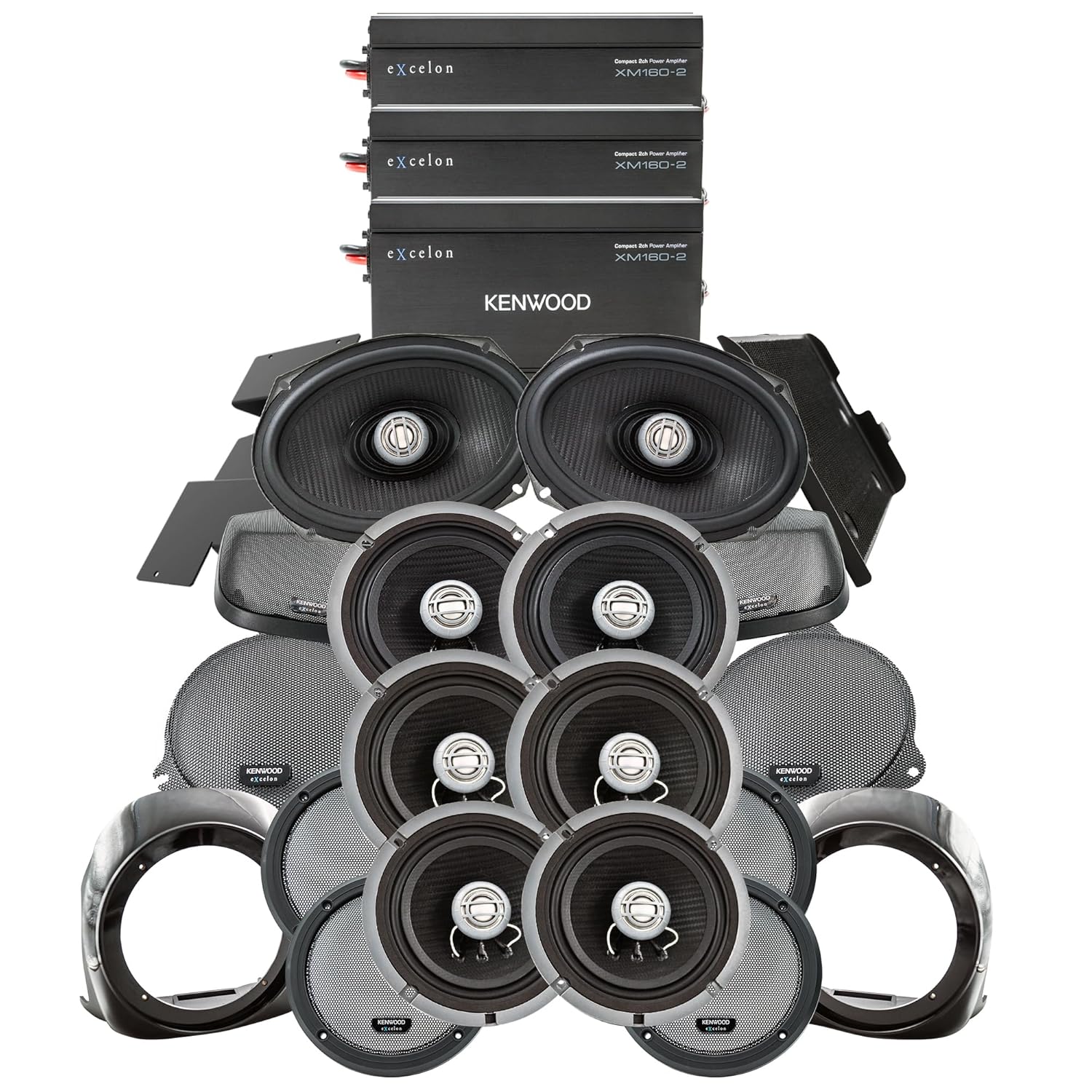 KENWOOD Excelon Motorsports P-HD5SGLC2 Liquid Cooled MAX Plus Front & Rear Amplifier Package for 2014+ Motorcycles