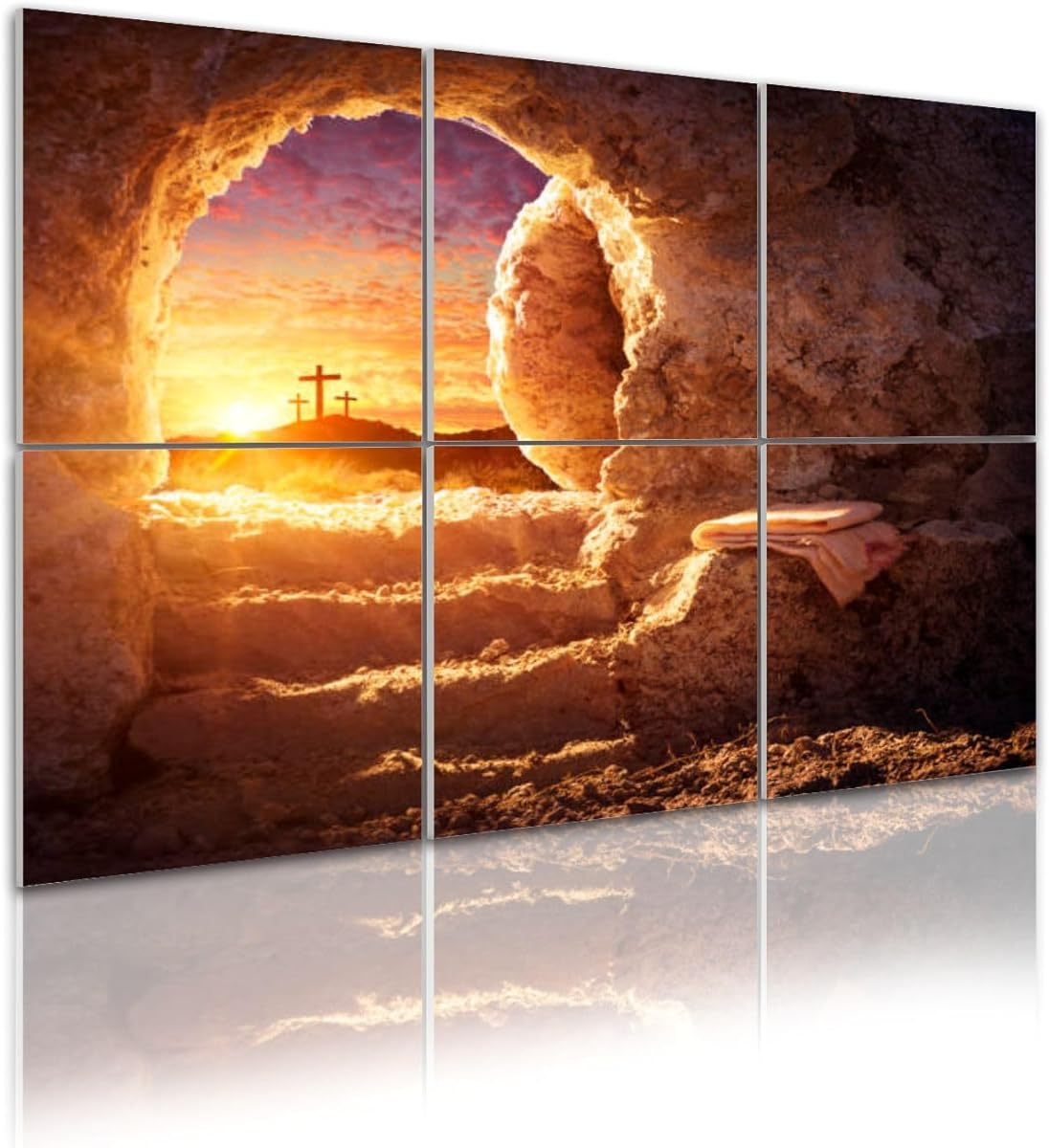Christian Wall Decor 6 Pack Art Acoustic Panels Empty Tomb Crucifixion Sunrise Resurrection Sound Absorbing Panel 48