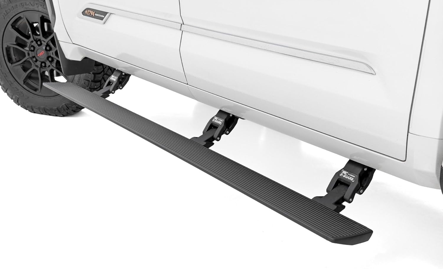Rough Country Power Running Boards for Toyota Tundra (2022-2026) CrewMax - Dual-Motor Electric Retractable Side Steps with LED Truck Step Lights