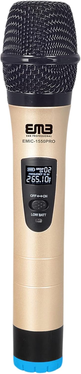 EMB EMIC1550PRO Dual VHF Wireless Handheld Microphone System w/Rechargeable Receiver - Great for Any Occasion Such as Karaoke, DJ, Wedding, Church, Classroom, Stage, Business and Outdoor