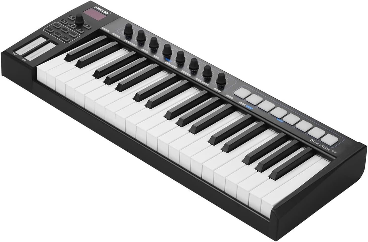 Keyboard Piano 37 Portable USB MIDI Controller Keyboard 37 Semi-Weighted Keys 8 RGB Backlit Trigger Pads LED Display