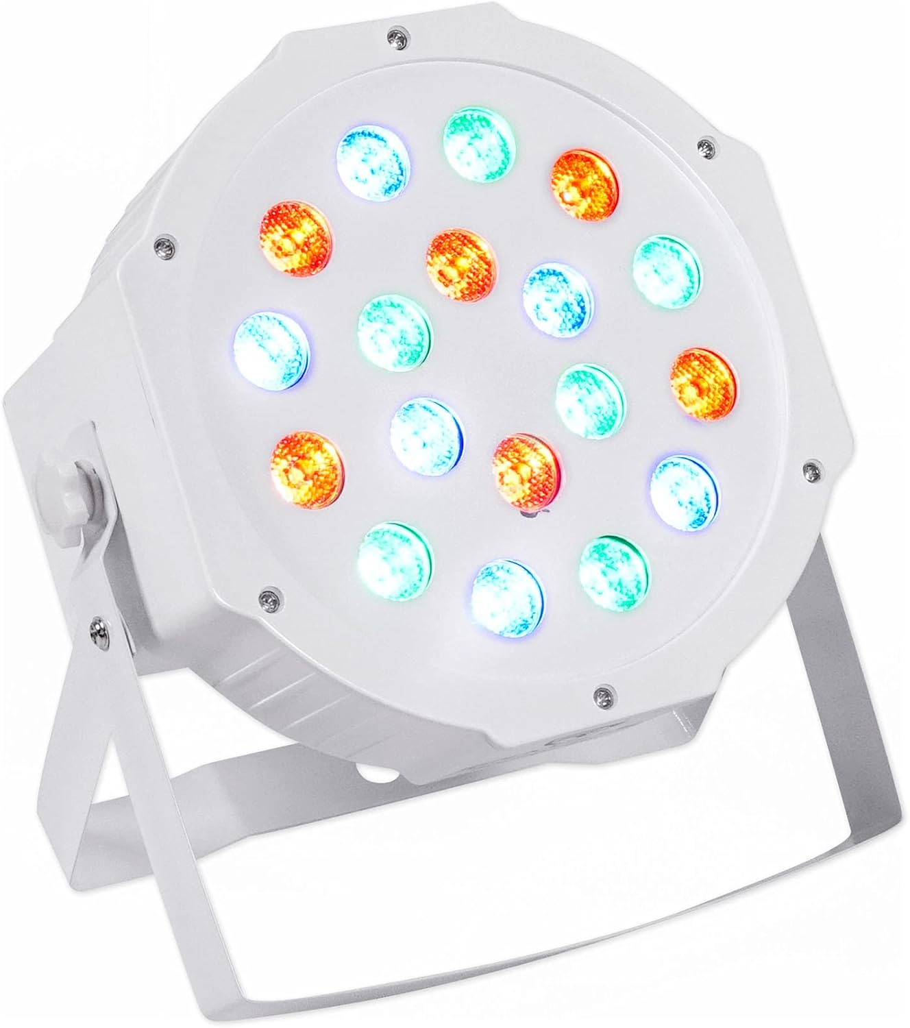 (4) Rockville RockPAR50 LED RGB Compact Par Can DJ/Club/Stage DMX Wash Light - White