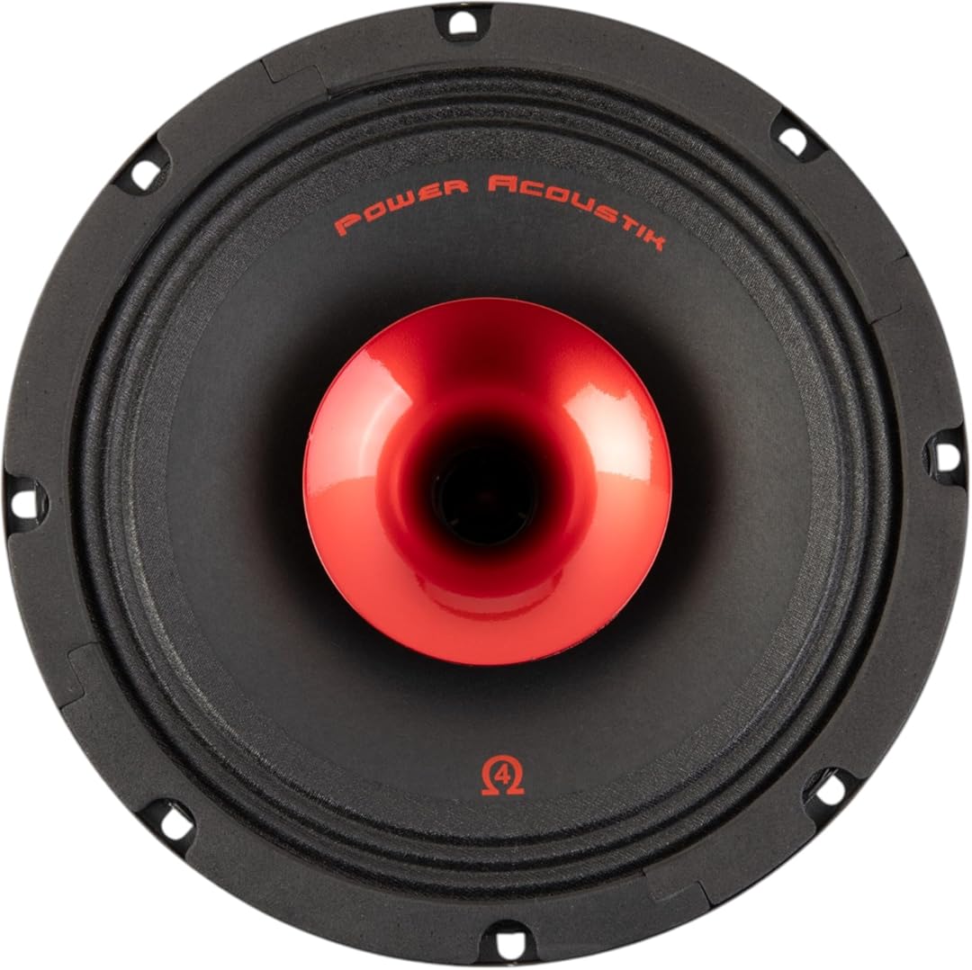 Power Acoustik PR-804C – 8 Inch Midrange Pro Audio Speaker with Compression Tweeter | 350W Max Power, 4 Ohm, 95dB Sensitivity | Steel Basket, Cloth Surround, Ferrite Magnet – Loud Car Speaker