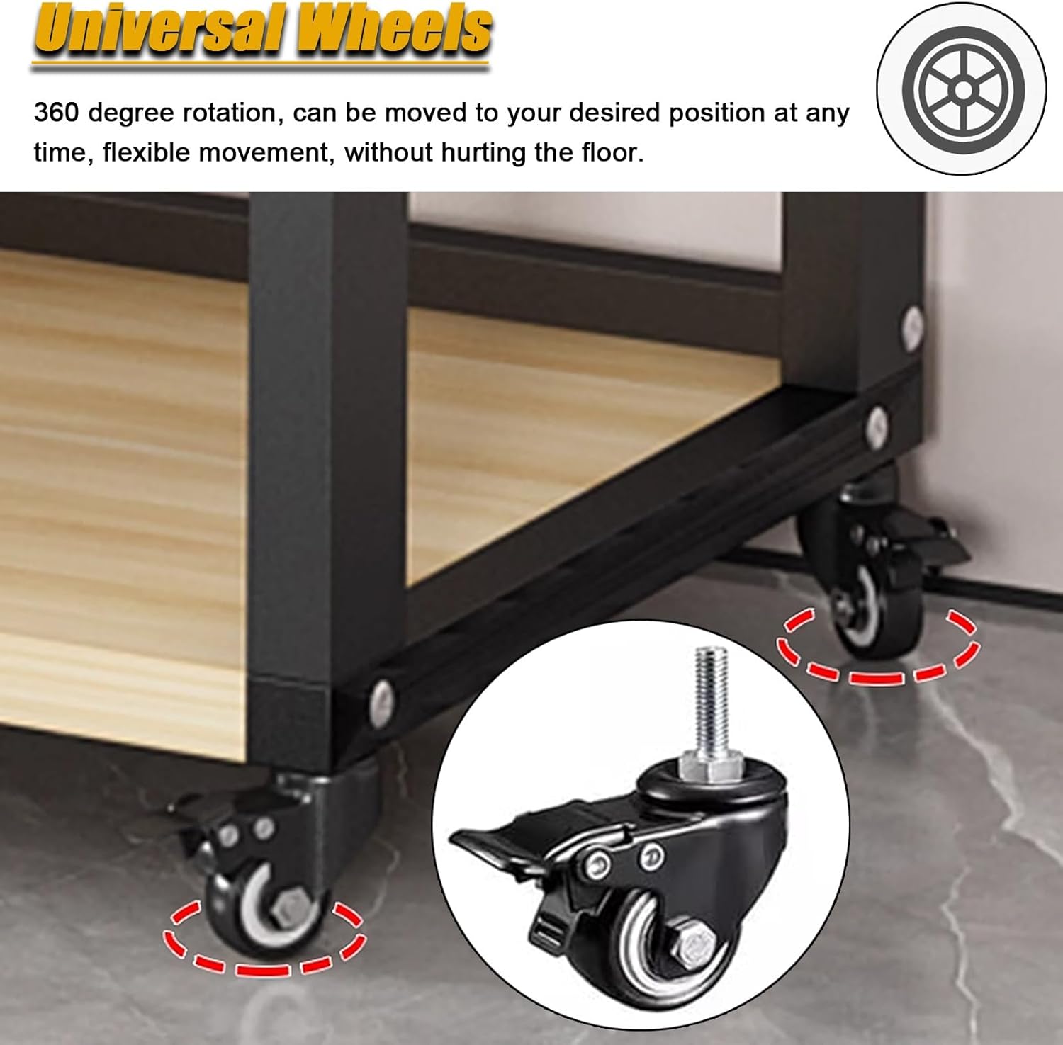 5/6/7/8-tier Media Stand AudioComponent Cabinet with Wheels, Rolling Video Game Console Shelf, Heavy Duty Adjustable Stereo Media Rack, for Home/Office/Coffee Shop,Black 6 Layer 50cm/19.7in