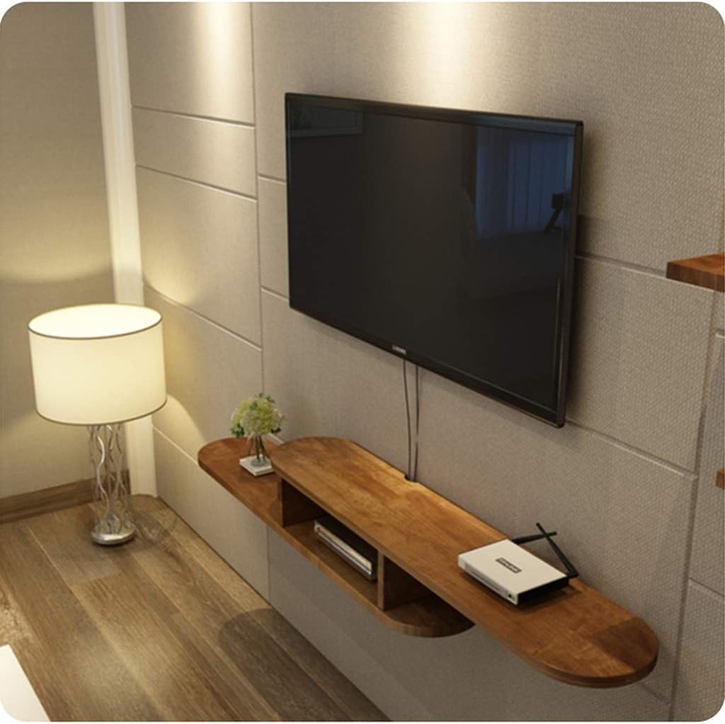 Mounted Floating Shelves Wall Mounted Shelf, Wall Mounted Floating Shelf Walnut Wood 100cm for Media Console and Components