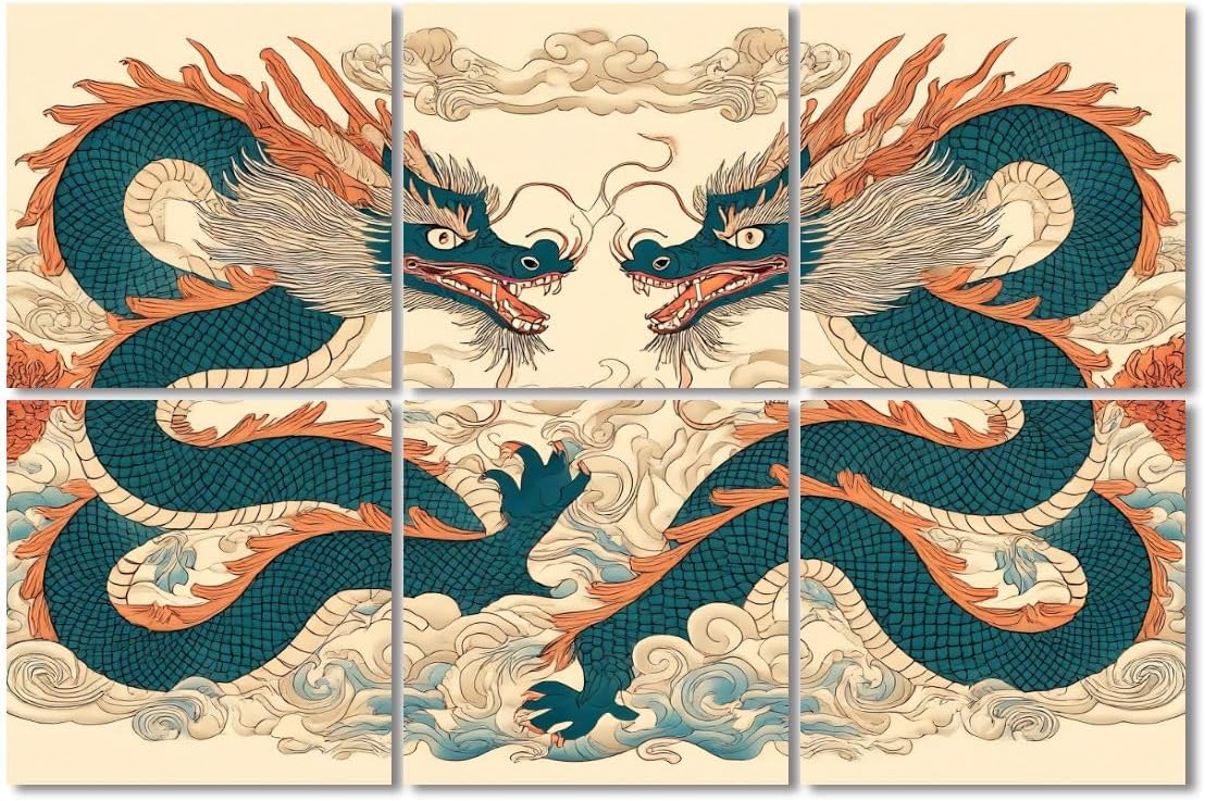 6 Pack Art Acoustic Panels Sound Absorbing Vintage Dark Ink Damask Pattern Japanese Motif Cloud Patterns Decorative Soundproof Wall Panels Self Adhesive for Recording Studios Office 72