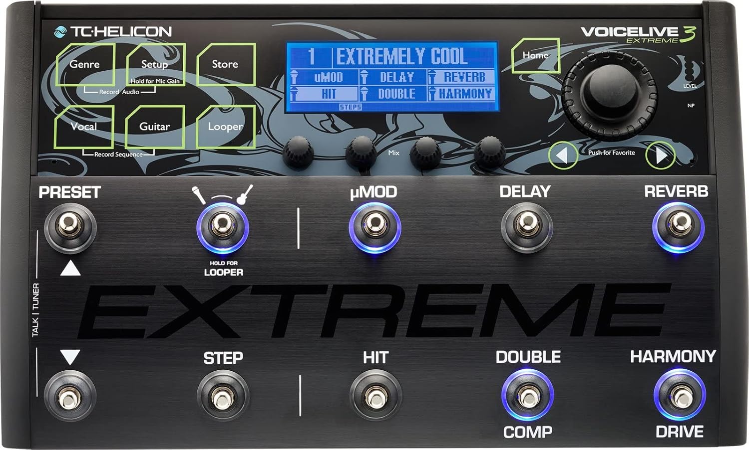 TC Helicon VOICELIVE 3 EXTREME Unrivaled Vocal and Guitar Effects Performance Floor Pedal with Backing Tracks, Looping, Automation and Audio Recording