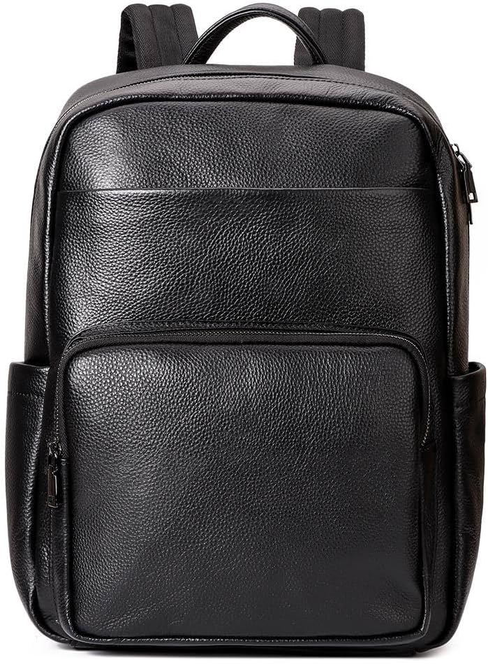 Genuine Leather Backpack for men Travel Laptop Compartment Vintage Ladies Backpack Gift Box Gifts for Men (Black)