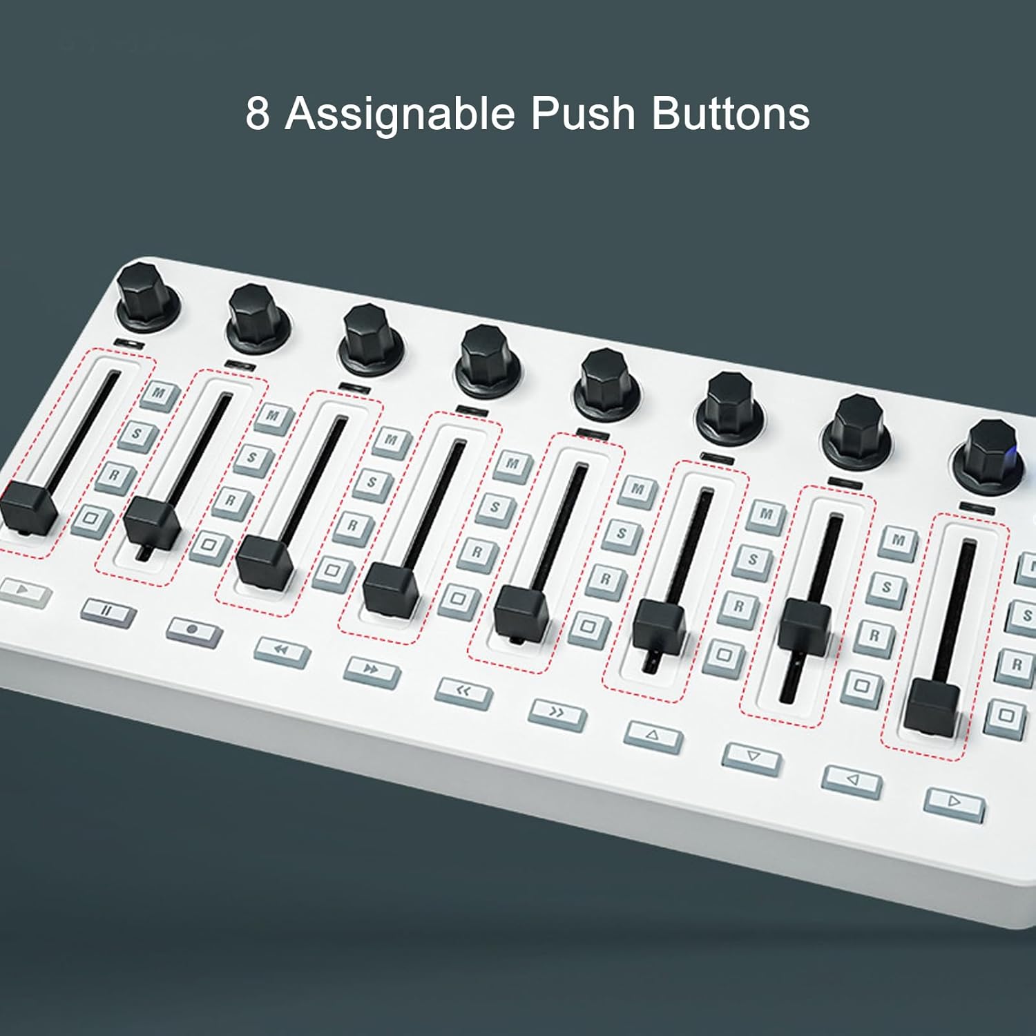 USB Bluetooth MIDI Controller Mixer Wire Less MIDI Mixing Console 360 Degree Rotating Encoders Midi Keyboard 8 Push Buttons 43 Control Keys 8 Knobs