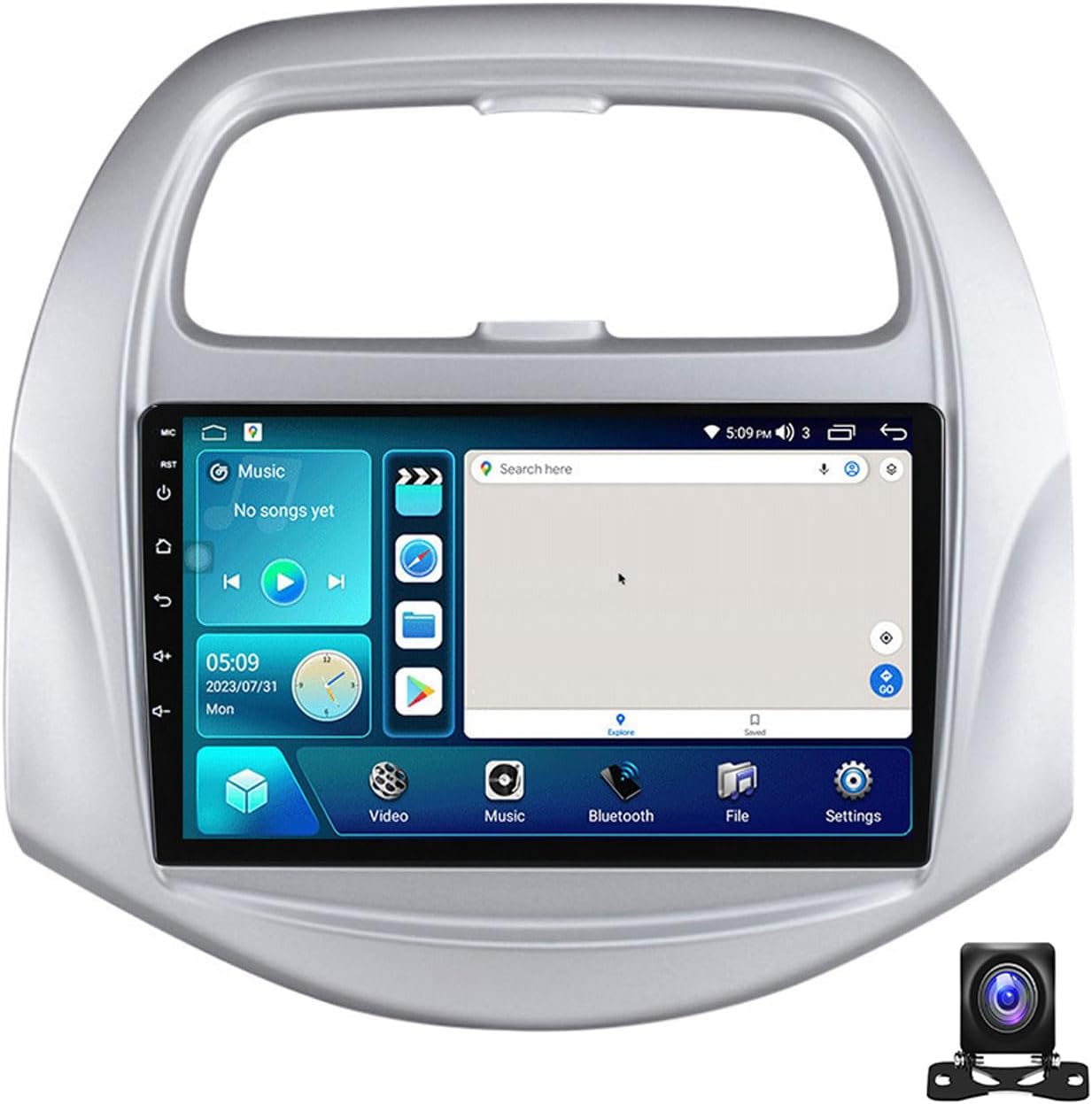 Android 12 Double Din Car Stereo 9 Inch Touch Screen Radio with GPS Navigation Bluetooth FM Radio Receiver for Chevrolet Spark Beat 2018~2020 Support Carplay/Auto/DSP/RDS/USB