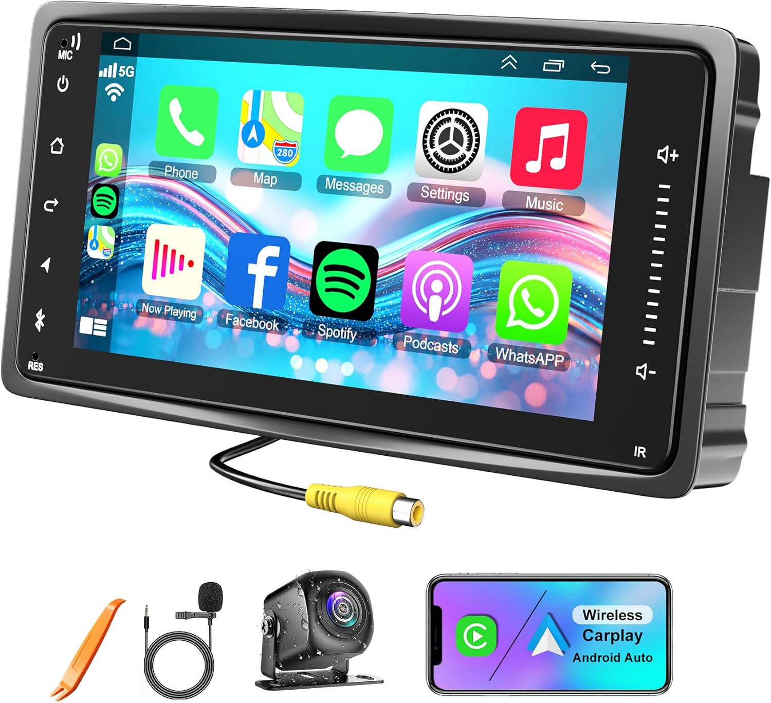 4G+64GB Car Radio for Mitsubishi Outlander Lancer Triton Pajero 2008-2022 with Carplay & Android Auto, Android 13 Touch Screen with Voice Control Bluetooth WiFi GPS SWC EQ FM RDS Backup Camera Mic