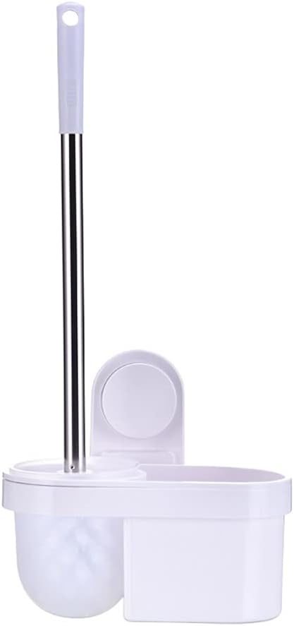 Toilet Brush Toilet Brush Holder Household Wall-Mounted Toilet Brush Bathroom Long Handle Cleaning Brush 360° No Dead Angle Cleaning Brush Free Punch Set Toilet Accessories