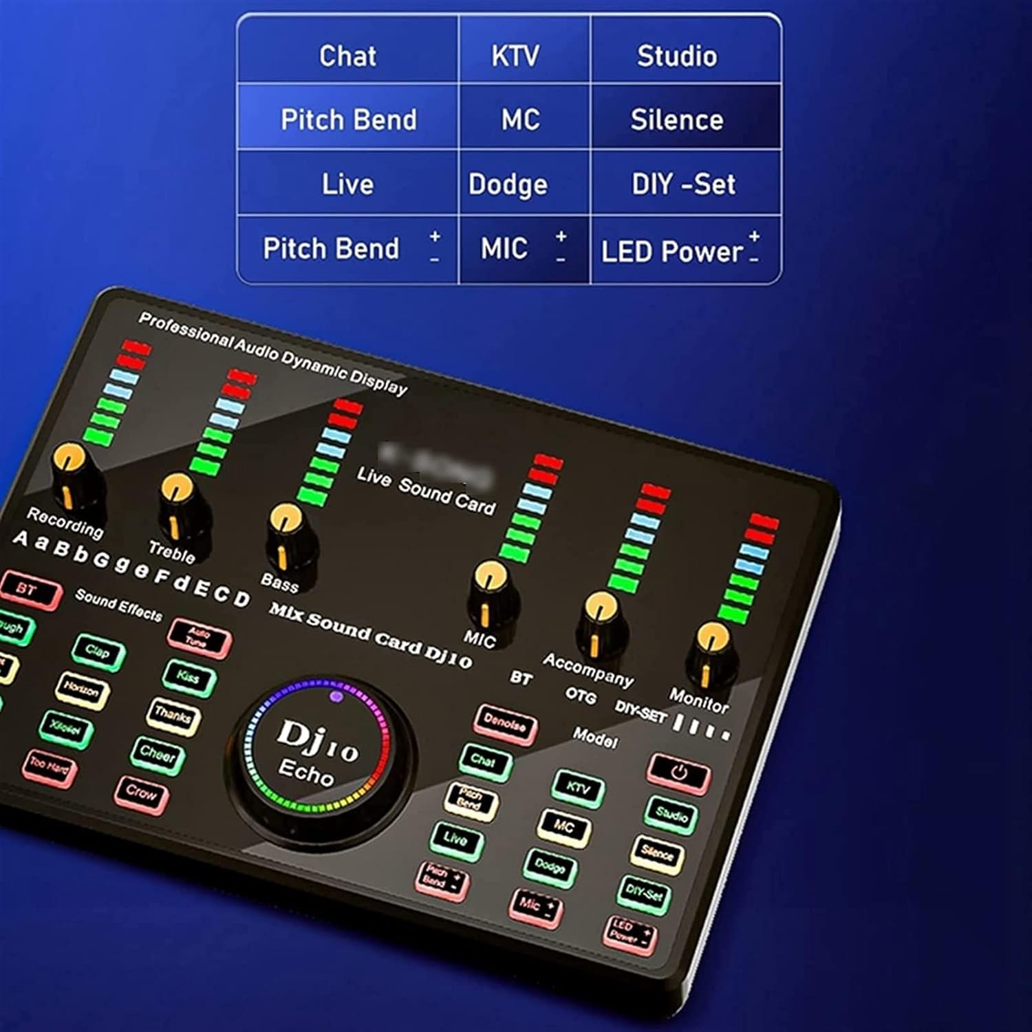 Professional Audio Mixer, Microphone Wireless Karaoke With Live Streaming DJ10 Sound Card For PC Phone Singing Gaming