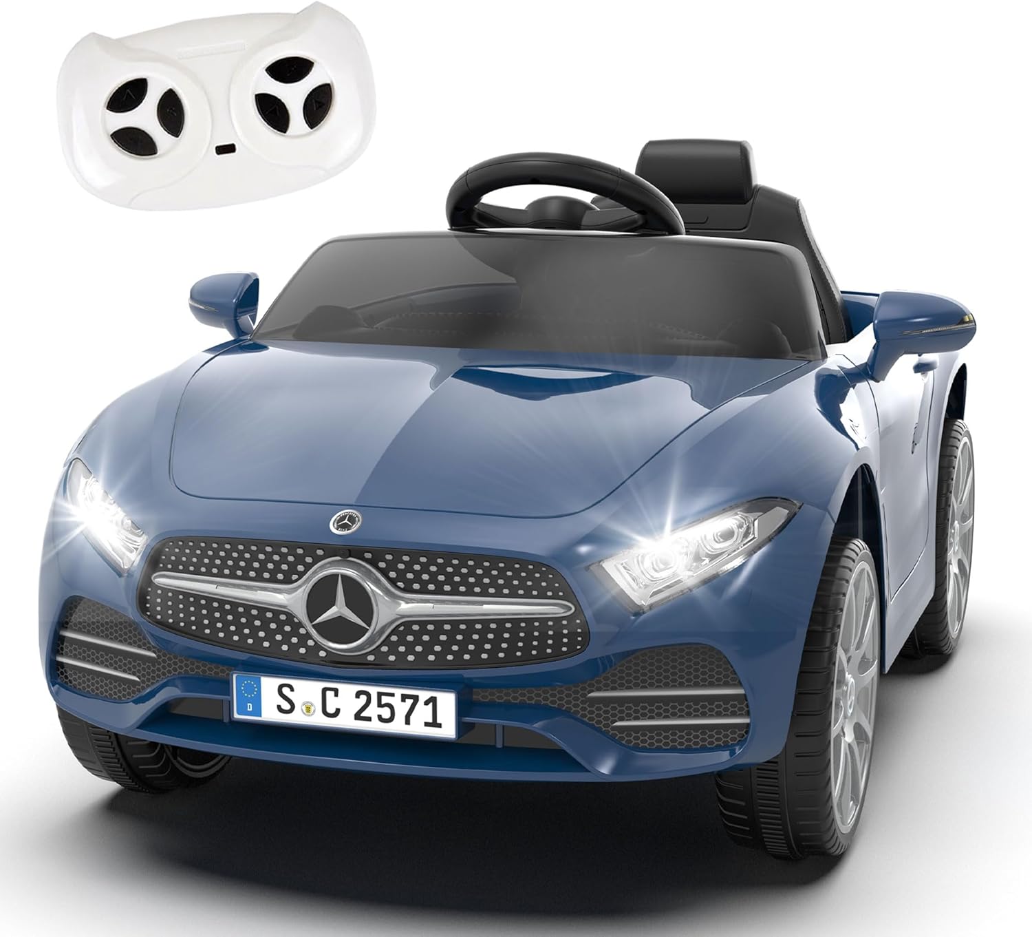 Licensed Mercedes-Benz CLS 350 12V Ride On Car Truck for Kids, Ride on Toys for Toddlers w/Parent Control, Spring Suspension, Power Wheels for Girls w/Bluetooth, Music, LED Lights (Blue)
