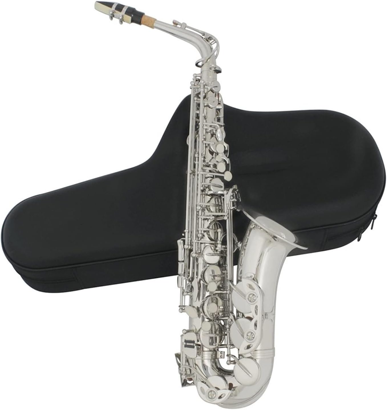 Sax Beginners Kit Alto Saxophone EB Tune Gold Lacquer Silver Lacquer Sax Brass Body Woodwind Instrument with Leather Case Reed Wind Instrument (Color : Silver Sax)