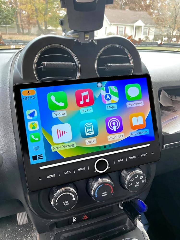 Car Stereo Radio Compatible for Jeep Patriot 2009-2017 with Carplay Android Auto GPS Navigation 10in Touchscreen Car Radio Player with Bluetooth WiFi FM SWC Mirror Link Split Screen + Backup Camera