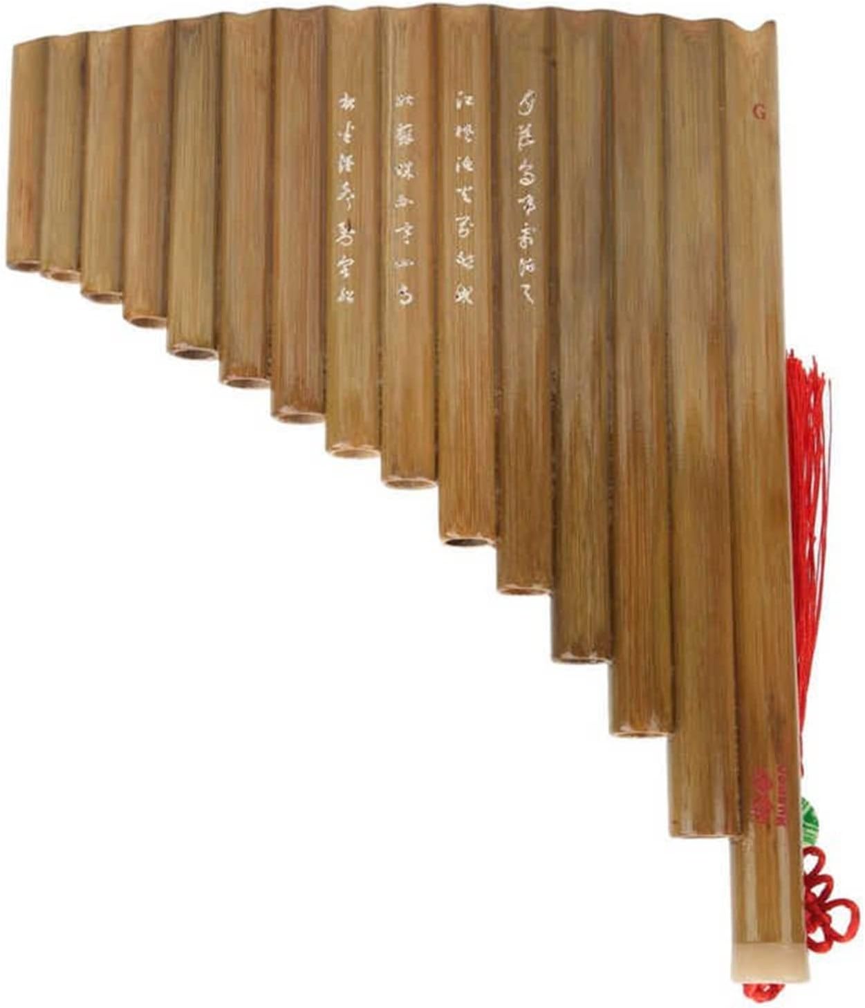 Bamboo Pan Flute 15 Pipes Panpipe G Key Panpipe Chinese Traditional Woodwind Instrument with Bag (Color : Right)