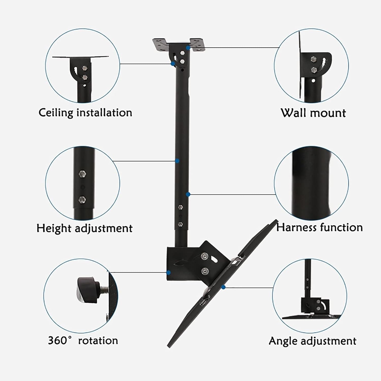 Ceiling TV Mount Stand - Tv Wall Mount Ceiling TV Mount Bracket, Full Motion 360 Deg Rotation Tilt Swivel TV Mount, Fits 40-80inch LED Screen Display, Can 90° Flip Down TV Stand,0.651.05m