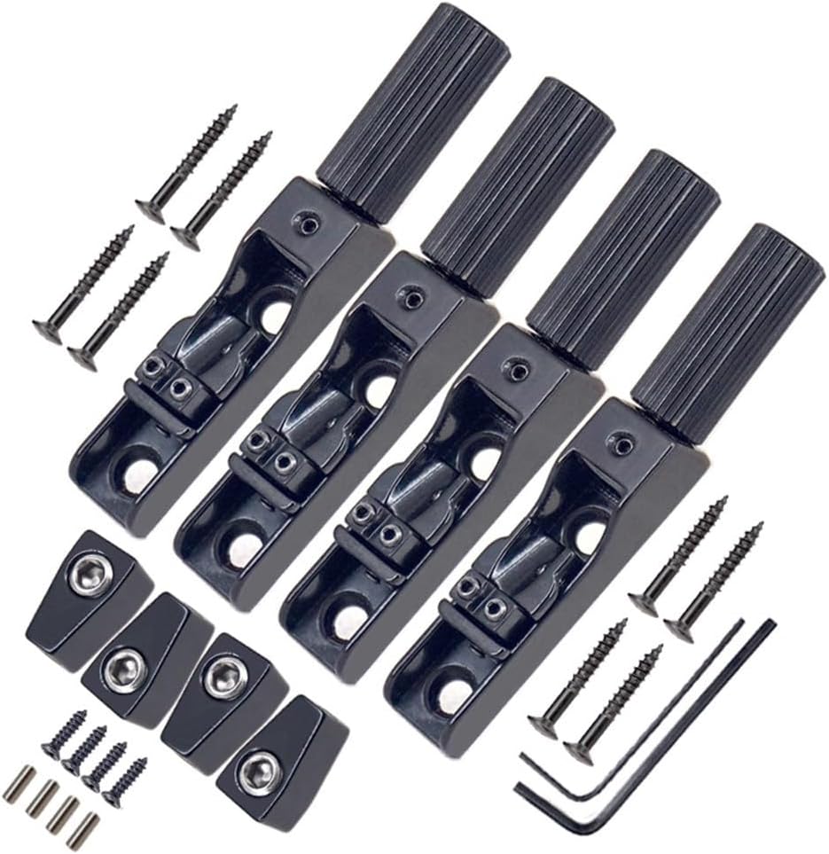 4/5/6 String Bass Headless Bridge Set Fixed Single String Bridge for Electric Bass Guitar Parts Accessories Zinc Alloy Silver with Installation Tools(Black 5PCS)