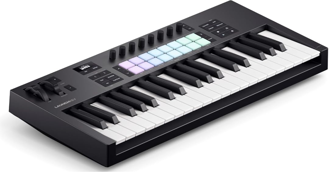 Novation Launchkey 37 MK4 — Compact 37 Key, USB, MIDI Keyboard Controller with DAW Integration. Chord Mode, Scale Mode, 8 Drum Pads, and Arpeggiator — Includes Software Bundle for Music Production