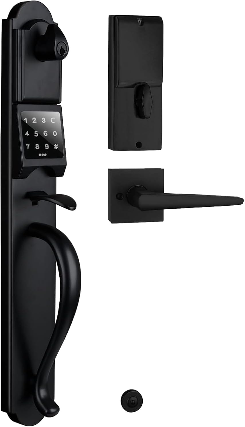 Keypad Front Door Handleset, Heavy Duty Password Exterior Door Lock Set with Deadbolt, Electronic Keyless Entry Door Lock, Right Handed