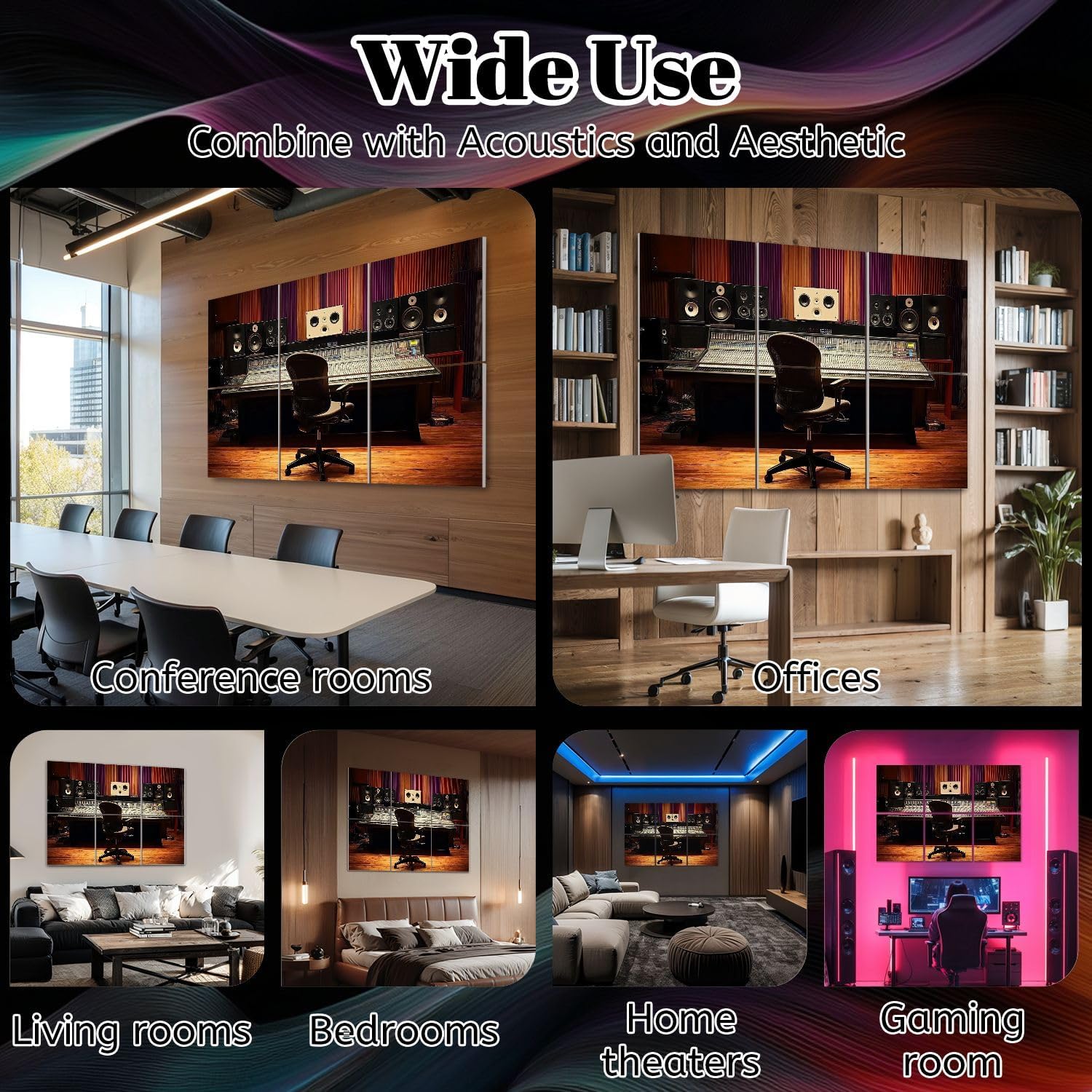 6 Pack Art Acoustic Panels musical recording studio chair Sound Absorbing Panel 48