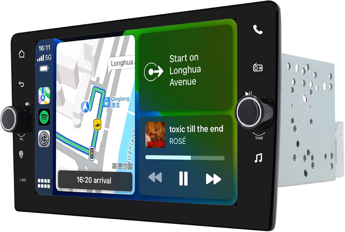 Joying Android 13 Double Din Radio with Carplay & Android Auto, Car Audio Receivers 8 Inch Head Unit 1280 x 800P Car Stereo with Bluetooth, 8GB+128GB, Volume Knob, Mirror-Link, AM/FM, SWC(JY-UTD06N8)