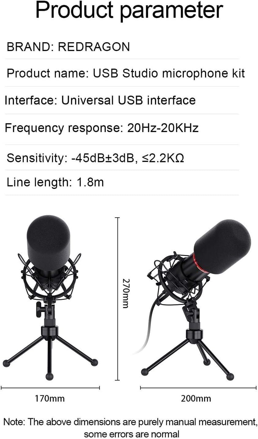 Studio Microphone Kit with Stand for Gaming Studio Singing Streaming Podcast Gaming, Black