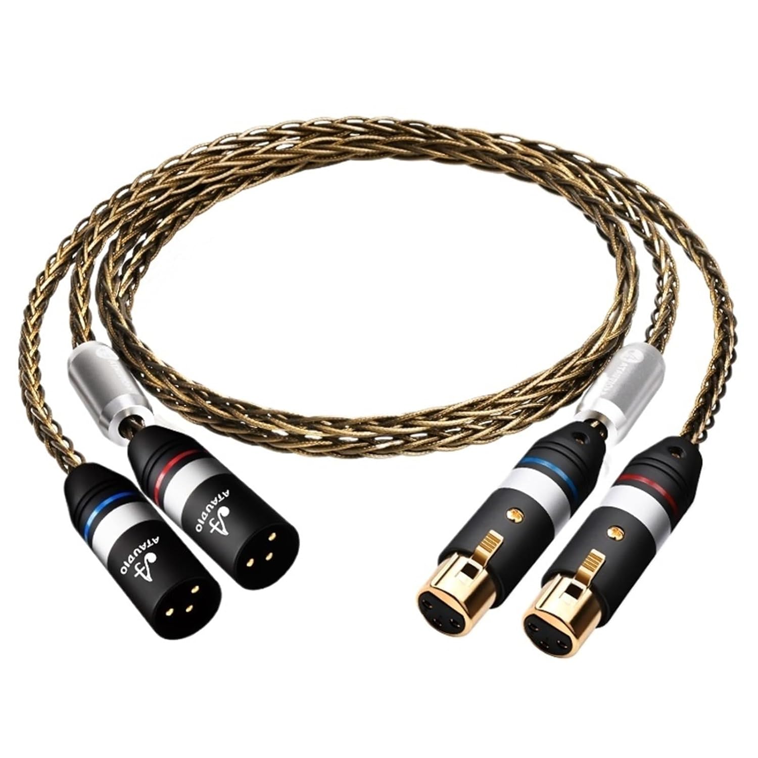 One Pair 2XLR Audio Cable 8 Strands OCC Silver-Plated 2XLR Male to Female Balanced Cable for Microphone AMP Camera(1m)