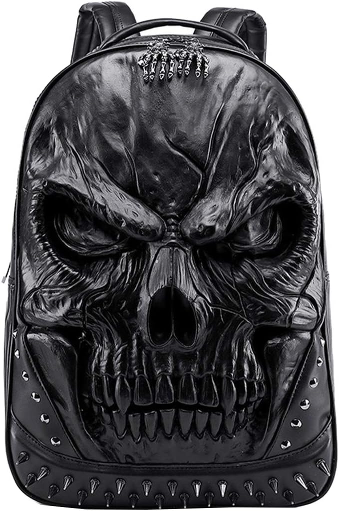 Berchirly 3D Pu Leather Skull Backpacks Men Large Capacity Laptop Bagpack Designer Casual Bookbag Travel outdoor Bags