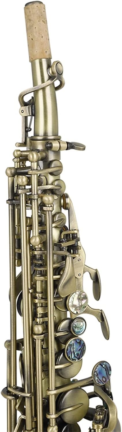 Sax Beginners Kit Cyan Bronze Straight Bb Saxophone Lacquered Gold Carve Pattern Woodwind Instrument with Case Reed Cleaning Brush Cloth Wind Instrument