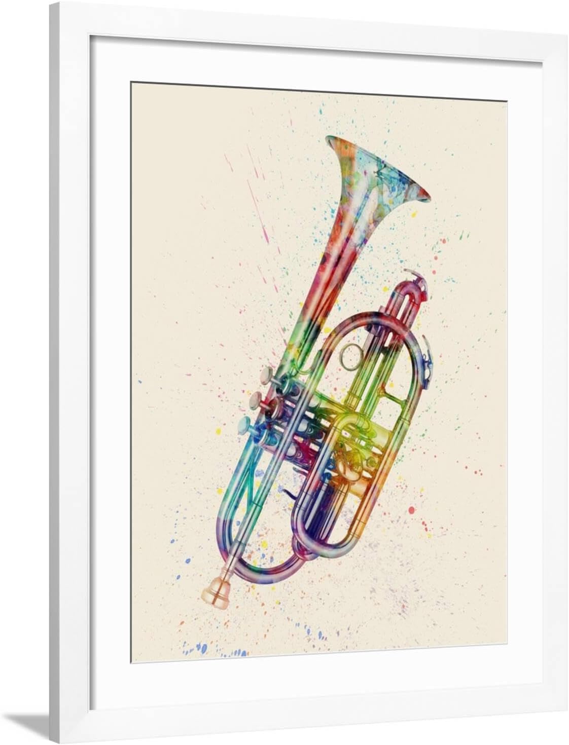 ART.COM Wall Art Print Cornet Abstract Watercolor on White Frame by Michael Tompsett, 32