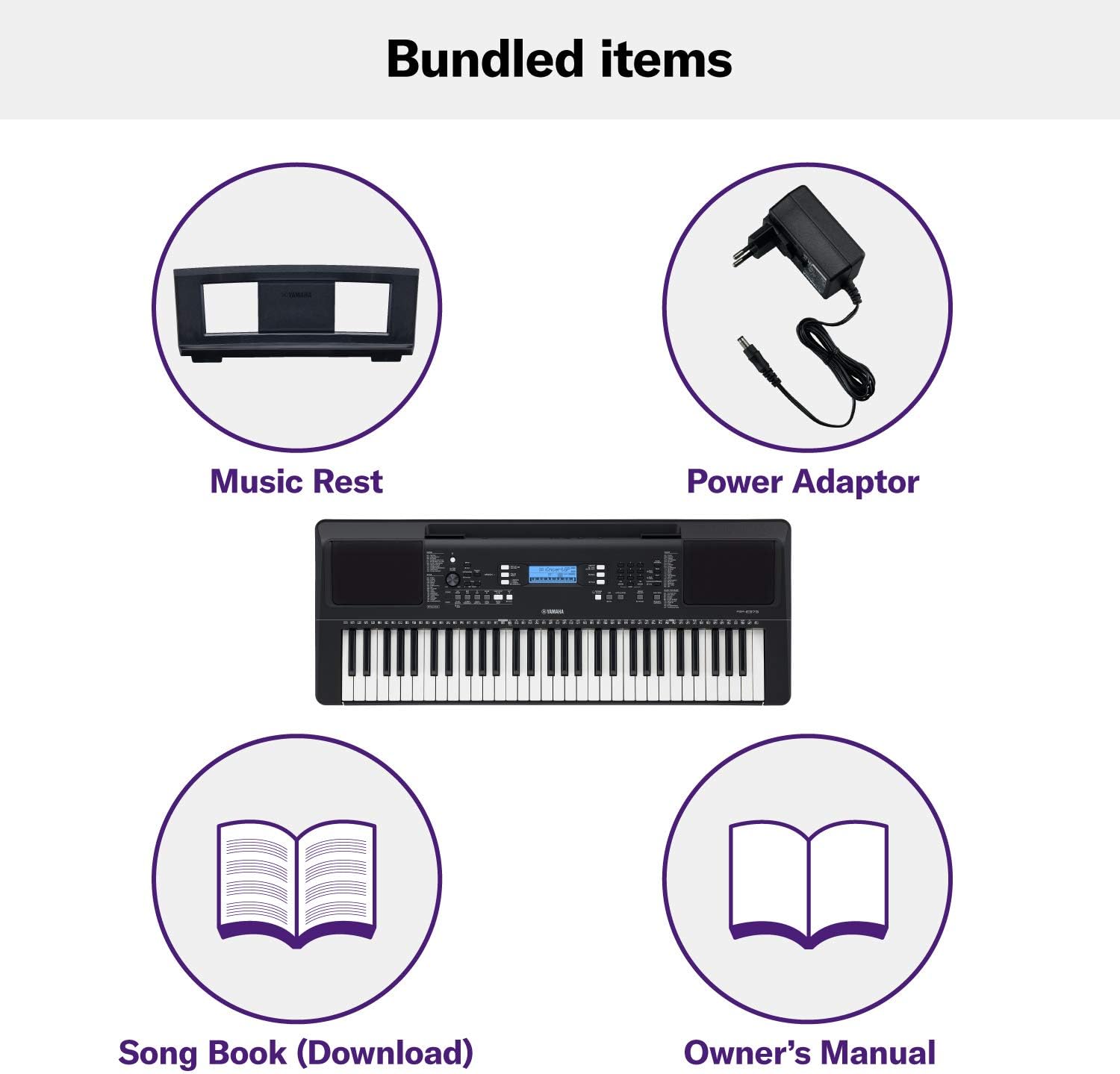 Yamaha PSRE373 61-Key Touch Sensitive Portable Keyboard (Power Adapter Sold Separately)