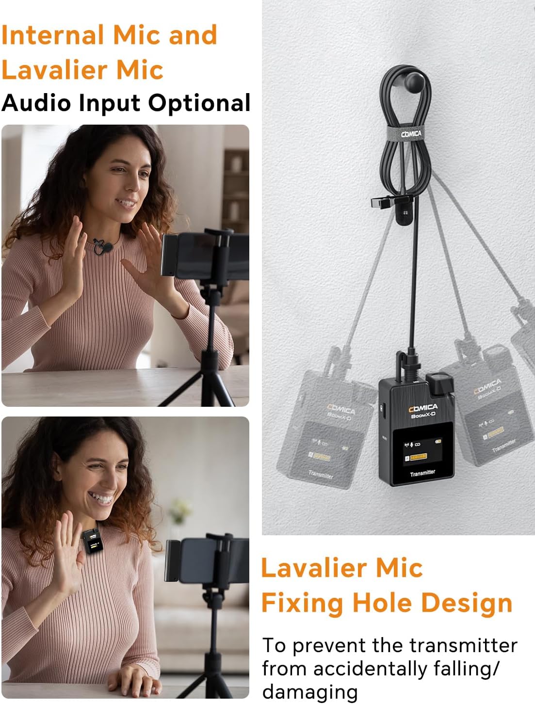 COMICA BoomX-D UC2 Wireless Lavalier Microphone for iPhone 15/16/17 Pro/Pro Max, Dual 2.4G USB-C Mic with 2 Transmitters, Lapel Mic for YouTube, Podcast, Facebook Live, Vlogging, Interview