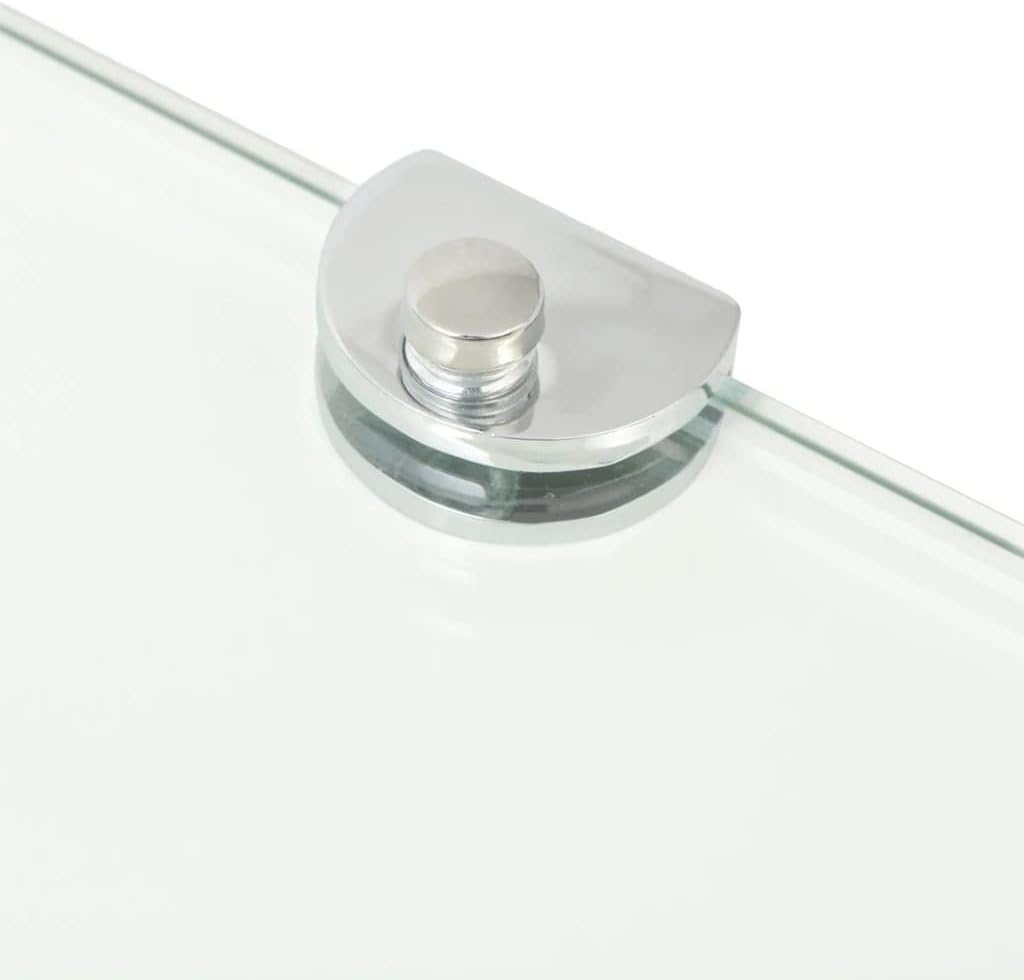 SKM Bathroom Glass Corner Shelf Empered Glass Shelf Wall Mount Glass Shelf for Bathroom Corner Shelves 2 pcs with Chrome Supports Glass Clear 13.8