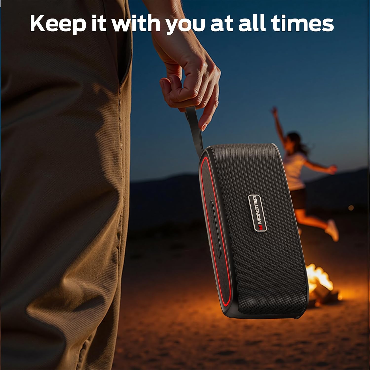 Monster Shock Portable Bluetooth Speaker, True Wireless Speaker, 30W Loud Stereo Sound, IPX6 Waterproof,17 Hours Playback, Bluetooth 5.4 TWS Pairing,Outdoor Speakers with Handle