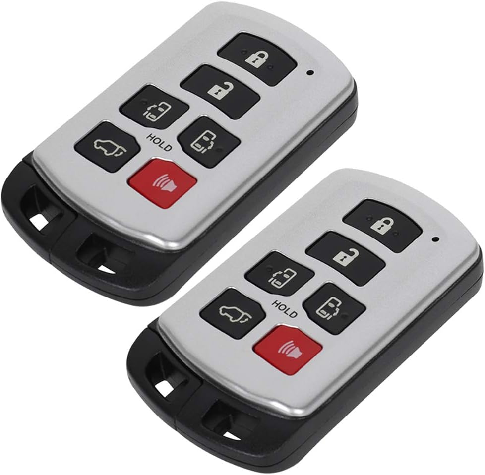 2 Pack 6 buttons Remote Control Car Key Fob 2011-2013 Fit for Toyota Sienna 2.7L,2011-2019 Fit for Toyota Sienna 3.5L HYQ14ADR,89904-08010