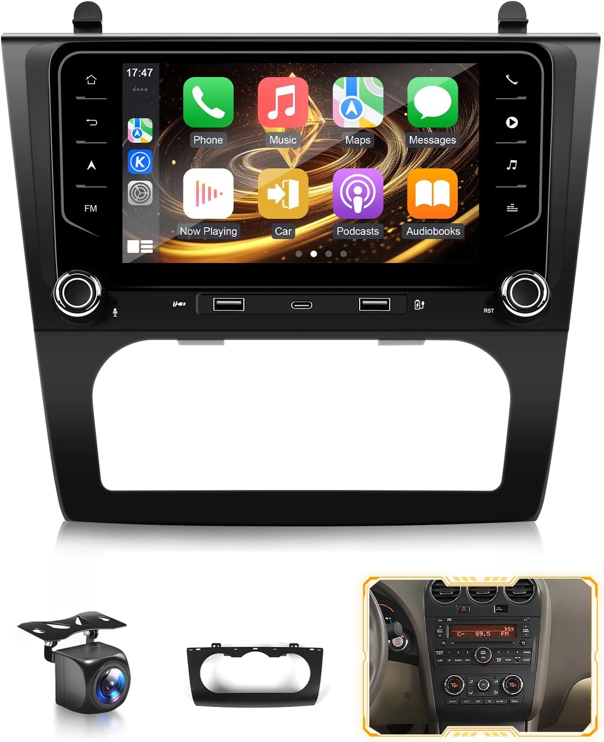 Car Radio for Nissan Altima 2008 2009 2010 2011 2012 Stereo Wireless Apple Carplay/Android Auto 7-inch IPS HD Touch Screen for Altima Display Headunit Mirrorlink GPS FM RDS 5G WiFi Bluetooth SWC